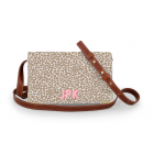 Front view of the monogrammed crossbody purse with printed initials