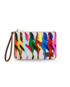 Everyday Essentials Pouch with Wristlet - DRAWBERTSON Leather Patch