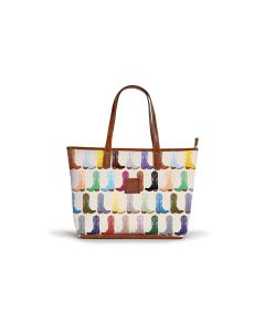 Savannah Zippered Tote - Leather Patch
