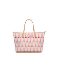 Front view of the monogram diaper bag with large printed initials