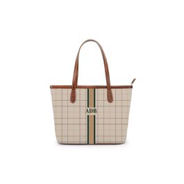 Savannah Zippered Tote - Monogram Stripe