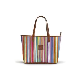 Savannah Zippered Tote - Monogram Stripe