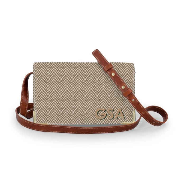 Monogram Leather Crossbody Bag With Interchangeable Patterned 