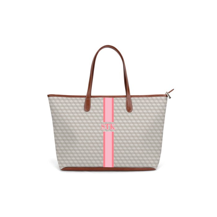 DALIX Personalized Shopping Tote Bag Monogram Pink Initial A-Z – Dalix