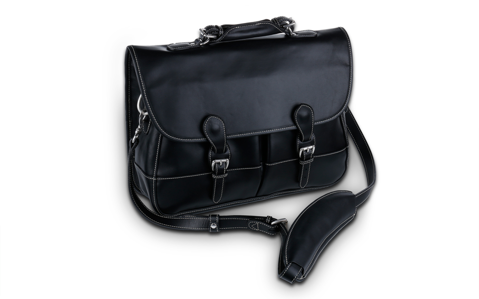 Burke & Wills Laptop Bag - Black Florentine Leather