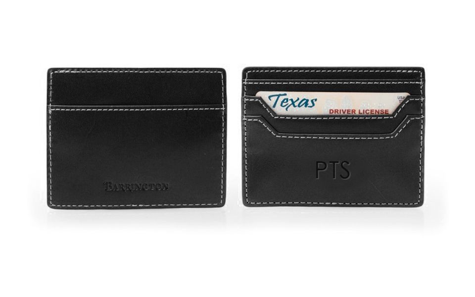 Covington Slim Card Case - Black Florentine Leather