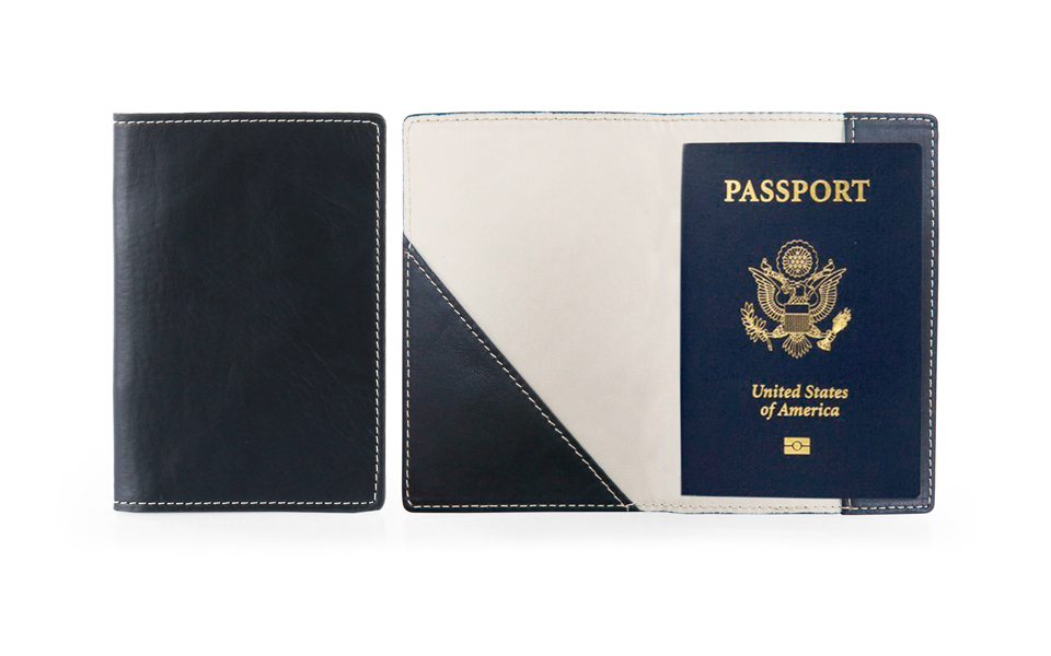 Glasgow Passport Case - Black Florentine Leather