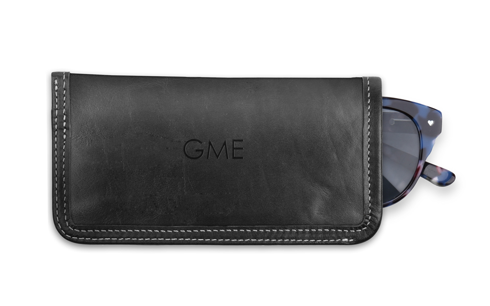 Glasses Case - Black Florentine Leather