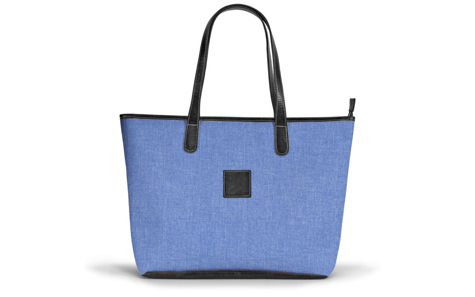 Savannah Zippered Tote - Leather Patch