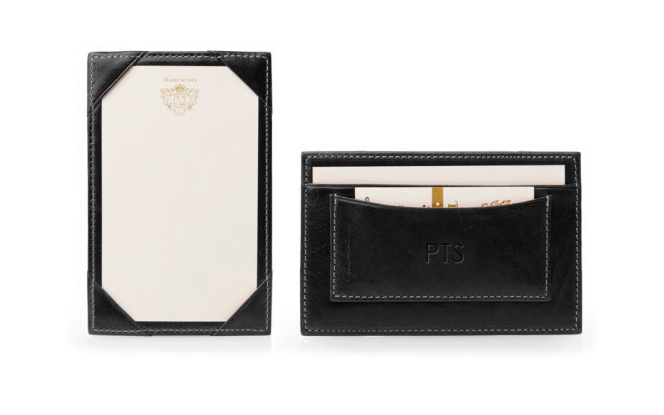 Corporate Pocket Jotter - Black Florentine Leather