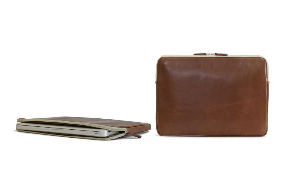 Buchanan 13'' Laptop Case - British Tan Florentine Leather front and top view